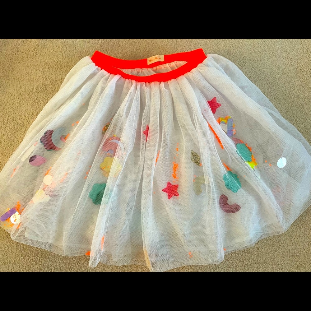 MERI MERI brand  Girl Dress Up Skirt White Sequin Tutu kids size 4-7
